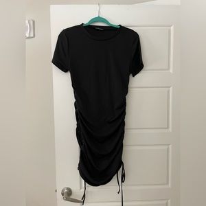 Black Ruched Dress with Adjustable Length
